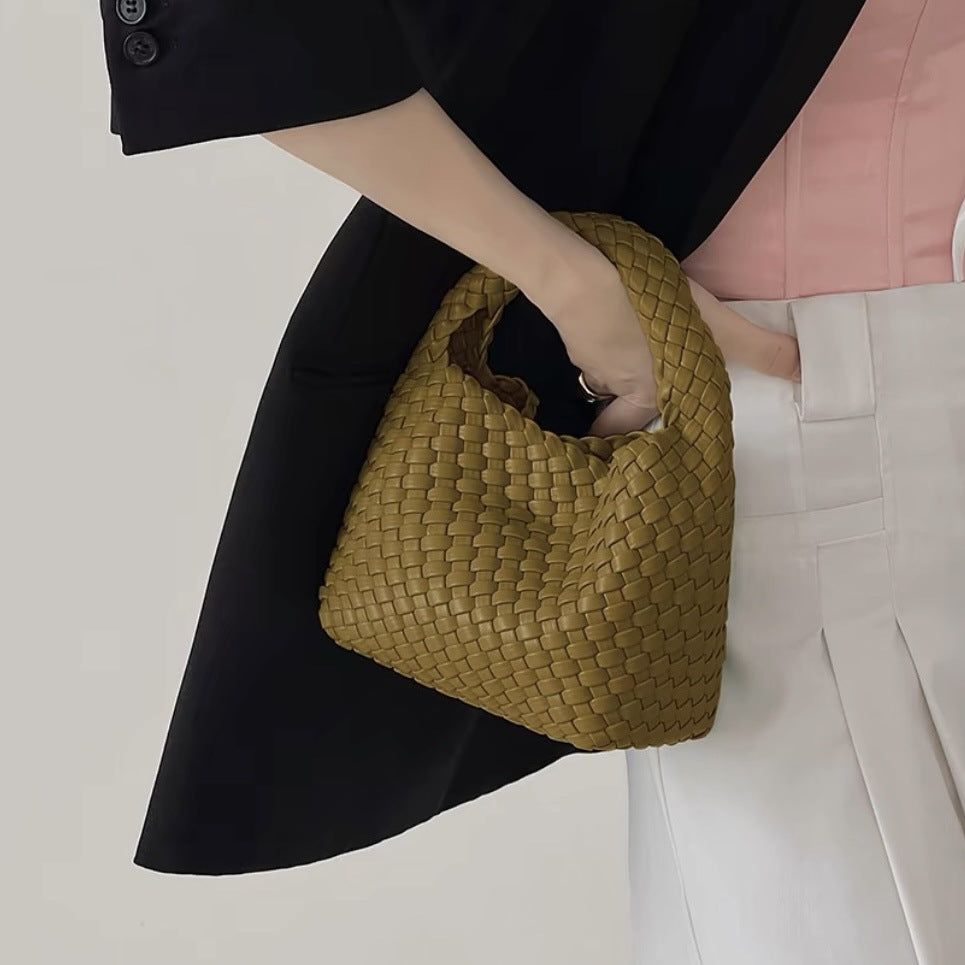 handmade woven bag summer high-end niche design women's bag handbag shoulder bag vegetable basket Ins bag