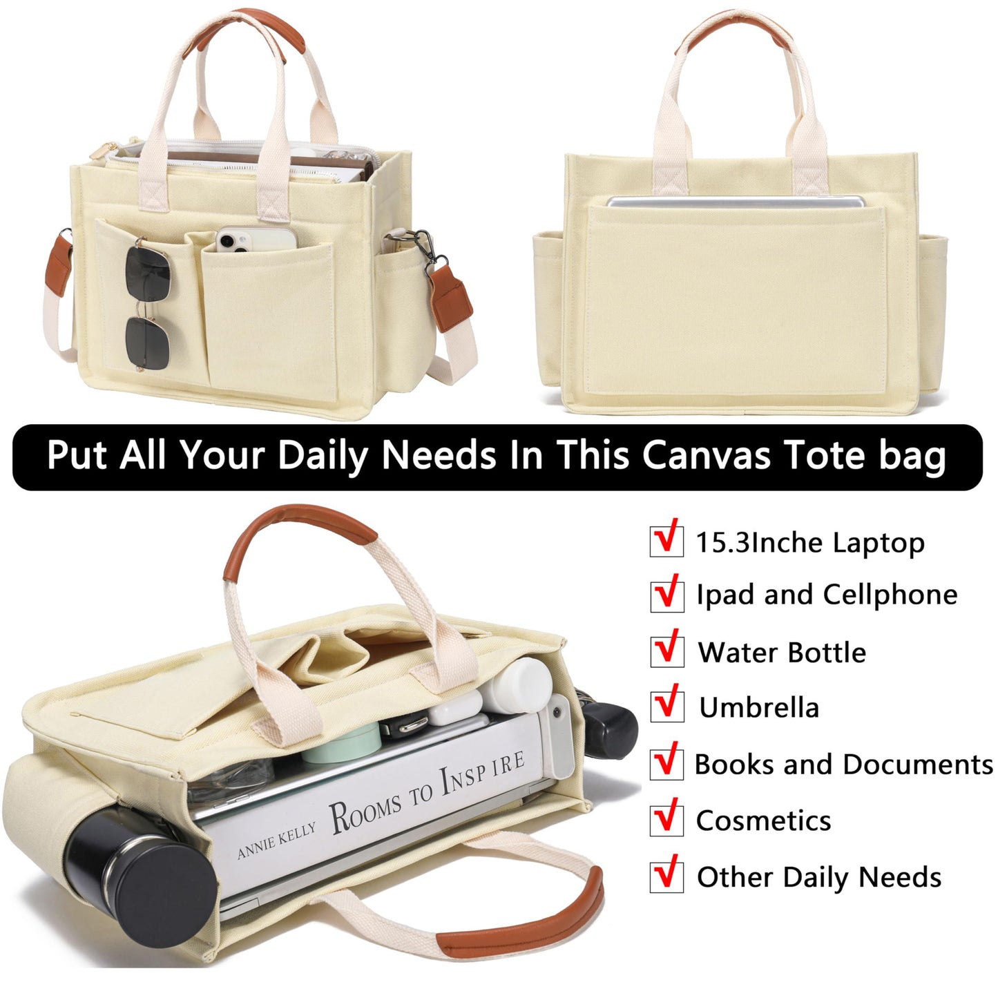 New Women's Large Canvas Handbag Laptop Crossbody Bag Mummy Bag Daily Bag Handbag