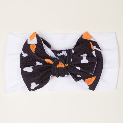 European and American New Halloween Children's Hair Band Pumpkin Head Printed Bow Baby Hair Accessories Baby Headscarf