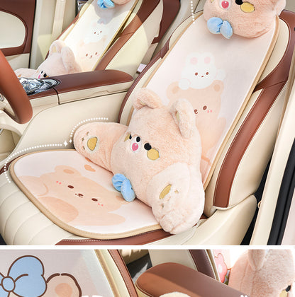 Cartoon car headrest neck pillow bear car sedentary not tired waist pillow four seasons universal car pillow