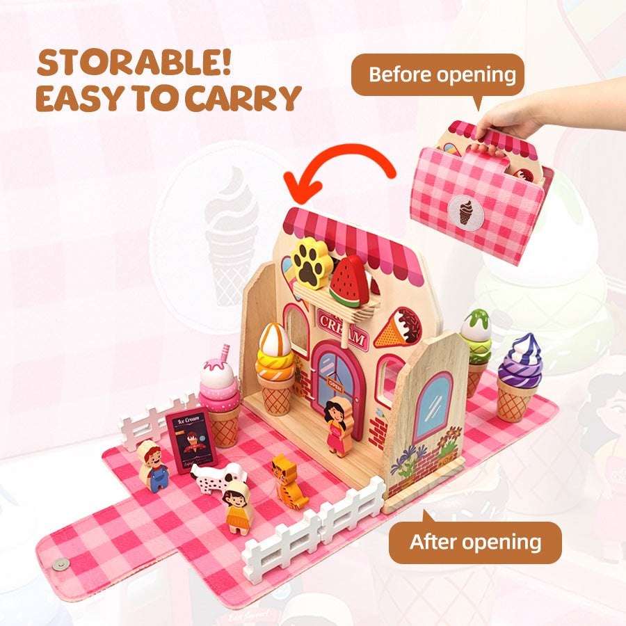 Children Pretend Play Toys Wooden Simulation Role Play Game Ice Cream Afternoon Tea Dessert Set Montessori Educational Toys