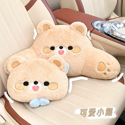 Cartoon car headrest neck pillow bear car sedentary not tired waist pillow four seasons universal car pillow