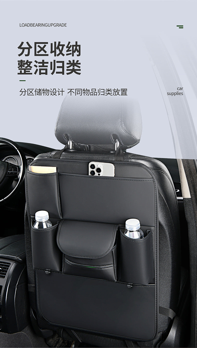 Car Seat Back Storage Bag Leather Tablet Holder Storage Box Dining Table Car Seat Back Hanging Bag