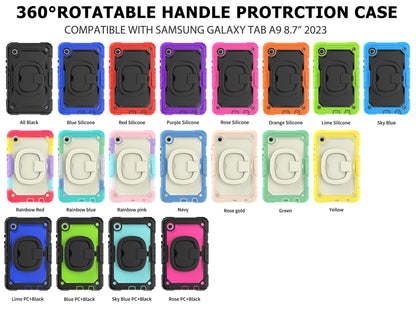 Applicable to Samsung Tab A9 silicone + PC protective case 8.7-inch rotating bracelet X115 multi-functional drop-resistant tablet case