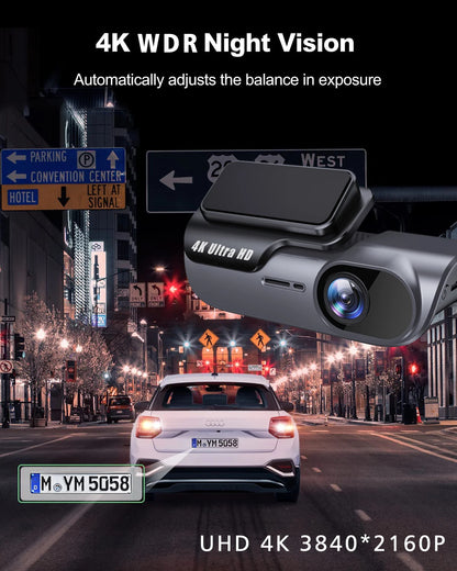 Cross-border 4K CarLog Mobile Phone Interconnection WIFI HD Night Vision Installation-free Car Recorder Shrunk Time Recording