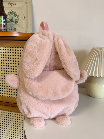 Korean Style Fashion College Style Student Backpack Women's 2026 Winter New Cute Plush Rabbit Backpack Crossbody Two