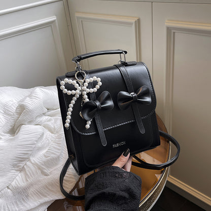 Sweet Style Small Square Handbag for Women, 2026 Summer New Model, Bowknot Shoulder Bag, Stylish Multifunctional Backpack