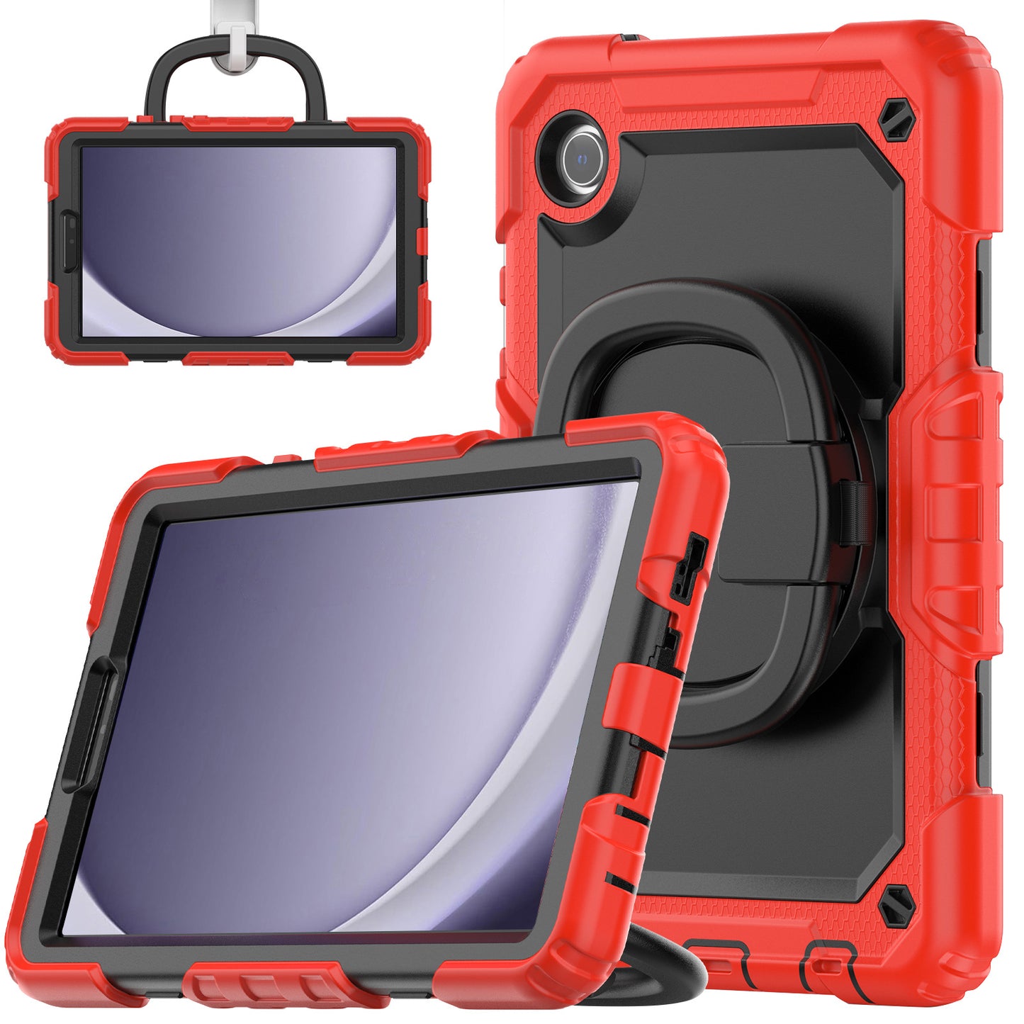 Applicable to Samsung Tab A9 silicone + PC protective case 8.7-inch rotating bracelet X115 multi-functional drop-resistant tablet case