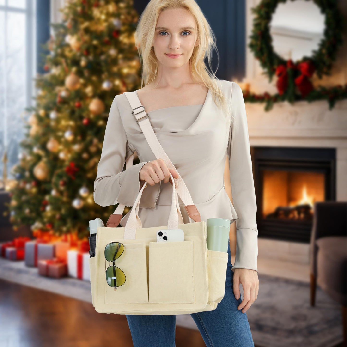 New Women's Large Canvas Handbag Laptop Crossbody Bag Mummy Bag Daily Bag Handbag