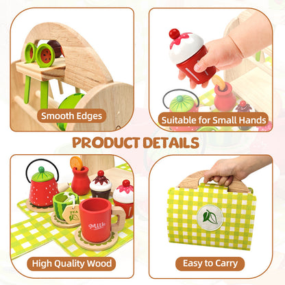 Children Pretend Play Toys Wooden Simulation Role Play Game Ice Cream Afternoon Tea Dessert Set Montessori Educational Toys