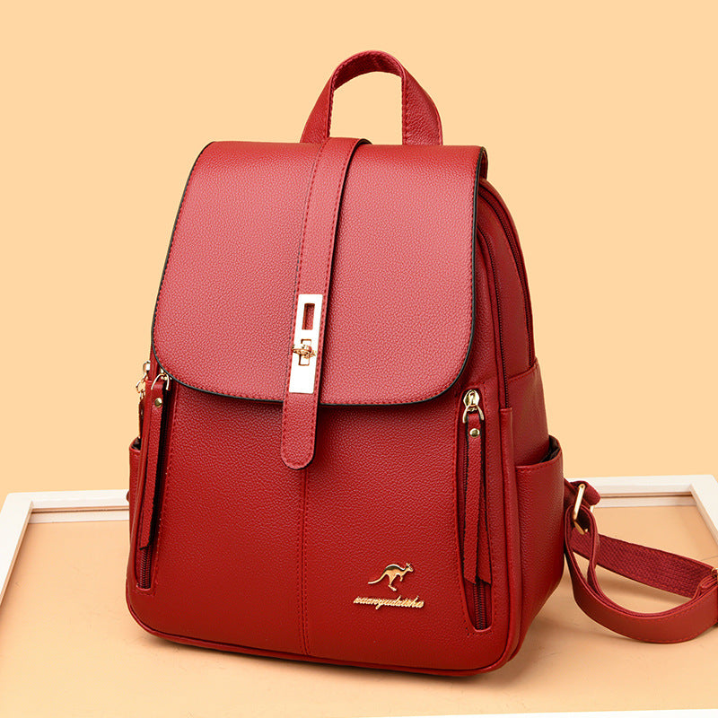 Foreign Trade Hot 2026 New Anti-theft Lock Backpack Trend Good Kangaroo Women's Schoolbag Fashion Travel Backpack