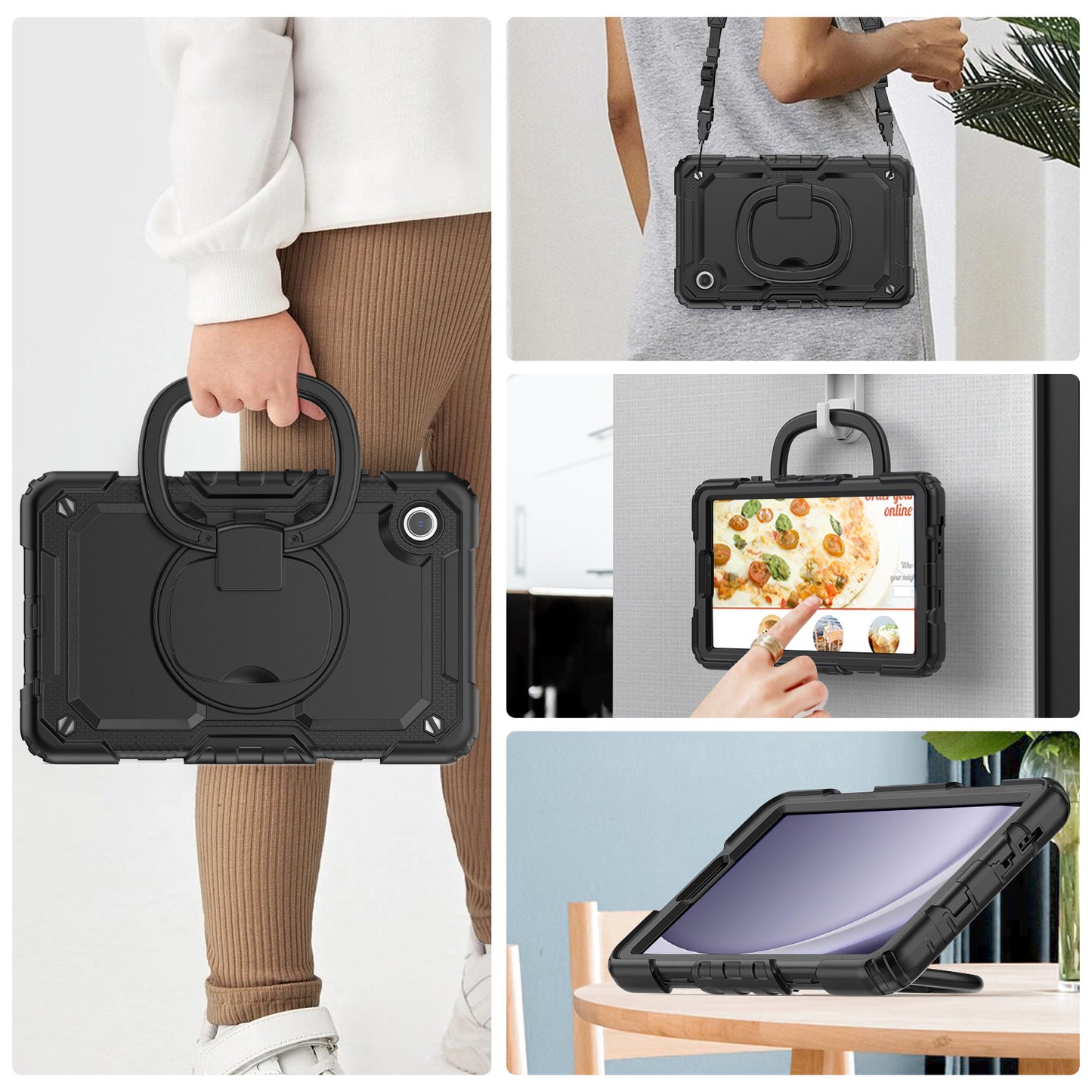 Applicable to Samsung Tab A9 silicone + PC protective case 8.7-inch rotating bracelet X115 multi-functional drop-resistant tablet case