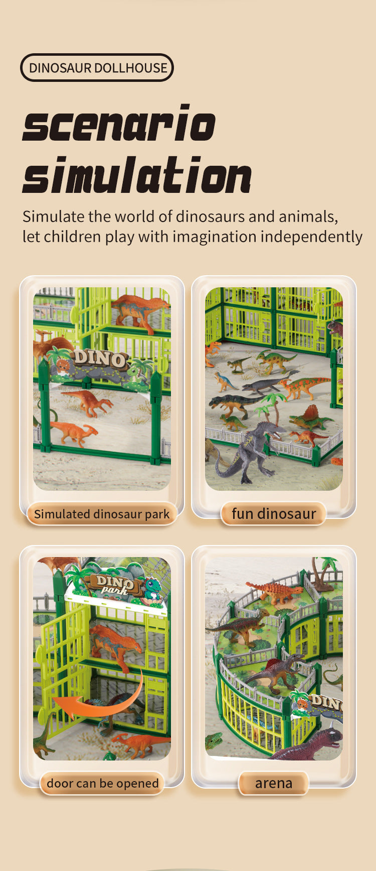 New DIY Dinosaur Park Model Children's Simulated Animal Toys Boys Educational Assembly Model Toys Birthday Gifts