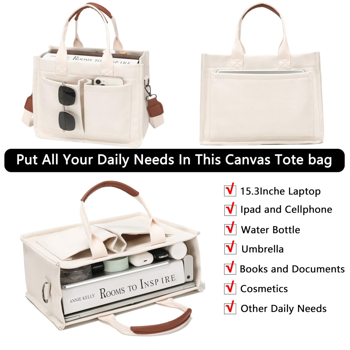 New Women's Large Canvas Handbag Laptop Crossbody Bag Mummy Bag Daily Bag Handbag