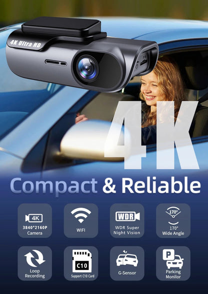 Cross-border 4K CarLog Mobile Phone Interconnection WIFI HD Night Vision Installation-free Car Recorder Shrunk Time Recording