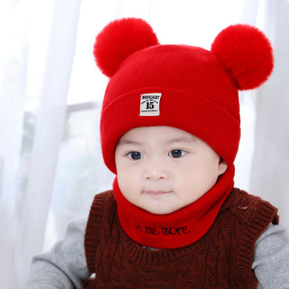 knitted cap net red explosion children's cap fur ball cap baby ear warm cap wholesale custom hat