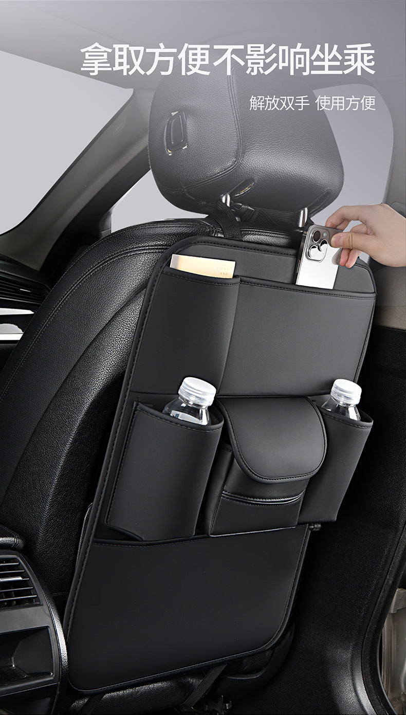 Car Seat Back Storage Bag Leather Tablet Holder Storage Box Dining Table Car Seat Back Hanging Bag