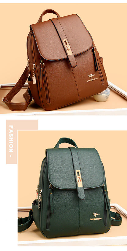 Factory wholesale kangaroo backpack women's 2026 new fashion fashion soft leather mommy casual large capacity bag generation hair
