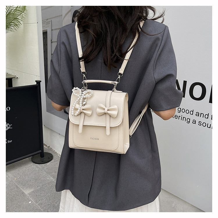Sweet Style Small Square Handbag for Women, 2026 Summer New Model, Bowknot Shoulder Bag, Stylish Multifunctional Backpack