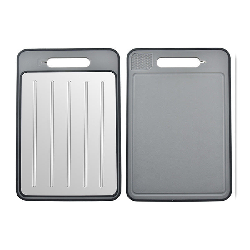 Stainless Steel Multifunctional Cutting Board with Knife Sharpener, Garlic Grinder, Meat Cutting Board, Aluminum Alloy Double-Sided Thawing Cutting Board