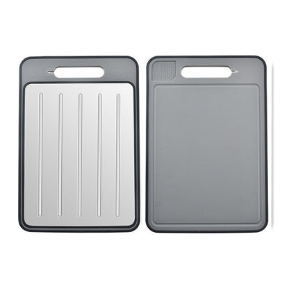 Stainless Steel Multifunctional Cutting Board with Knife Sharpener, Garlic Grinder, Meat Cutting Board, Aluminum Alloy Double-Sided Thawing Cutting Board