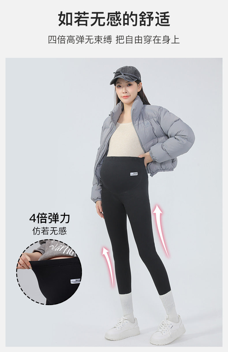 Maternity Leggings Autumn and Winter 2024 New Maternity Pants Winter Outer Wear Plus Cashmere Warm Cotton Pants