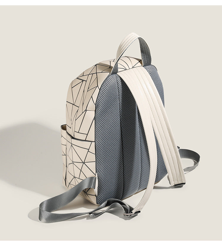 2026 Summer Japanese Geometric Diamond Backpack Women's Rhombus Backpack Fashionable School Bag Casual Travel Japanese Style