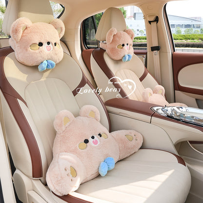 Cartoon car headrest neck pillow bear car sedentary not tired waist pillow four seasons universal car pillow