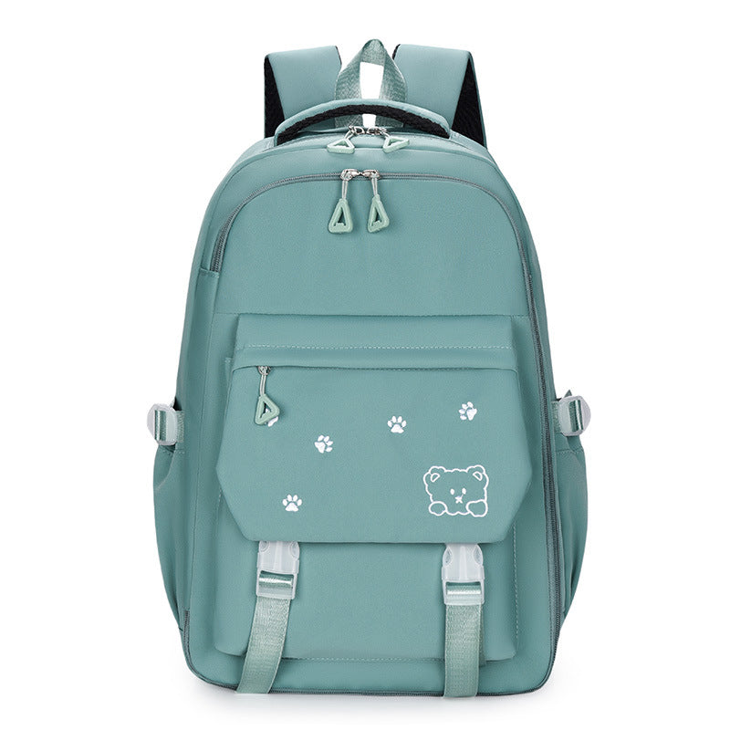 Bear Printed Backpack Senior high school College Student Schoolbag Korean Casual Campus Backpack Refrigerator Open Door Computer Bag
