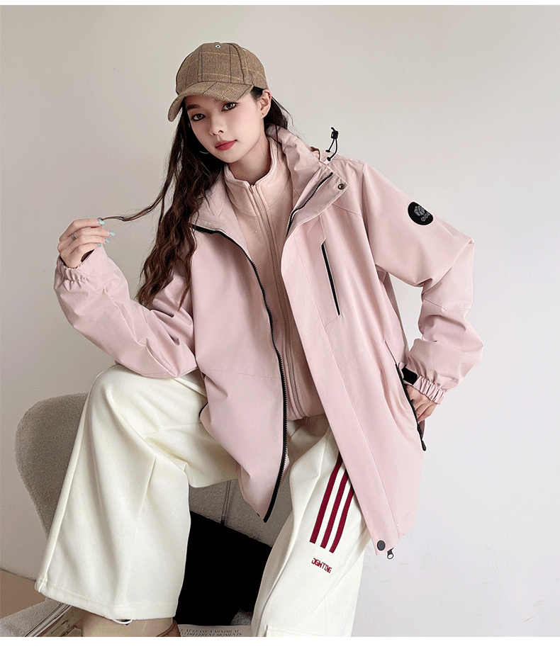 Three-In-One Detachable Autumn and Winter Jacket for Couples, Unisex Windproof and Waterproof Mountaineering Clothing with Fleece Lining