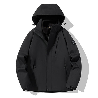 Three-In-One Detachable Autumn and Winter Jacket for Couples, Unisex Windproof and Waterproof Mountaineering Clothing with Fleece Lining