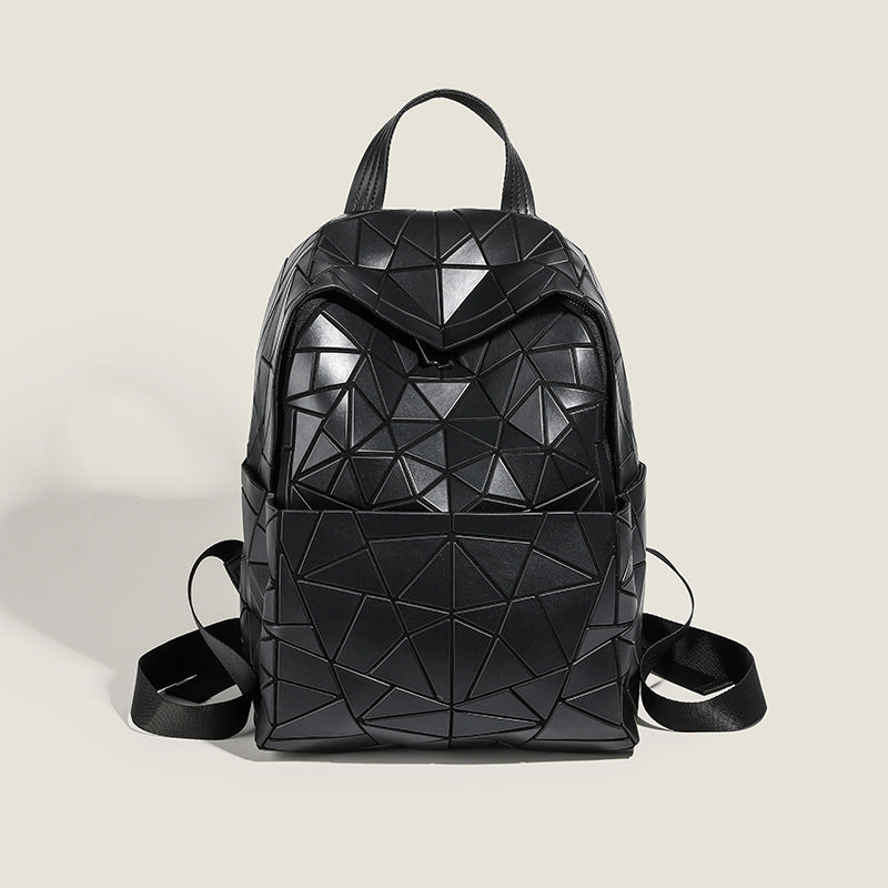 2026 Summer Japanese Geometric Diamond Backpack Women's Rhombus Backpack Fashionable School Bag Casual Travel Japanese Style