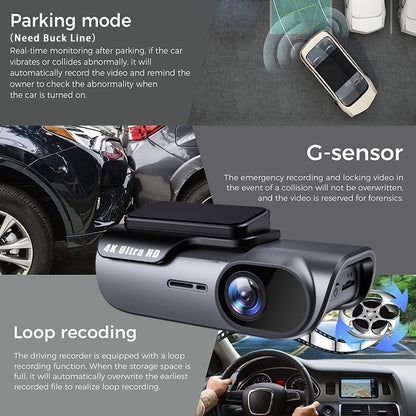 Cross-border 4K CarLog Mobile Phone Interconnection WIFI HD Night Vision Installation-free Car Recorder Shrunk Time Recording