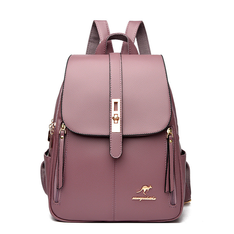 Foreign Trade Hot 2026 New Anti-theft Lock Backpack Trend Good Kangaroo Women's Schoolbag Fashion Travel Backpack