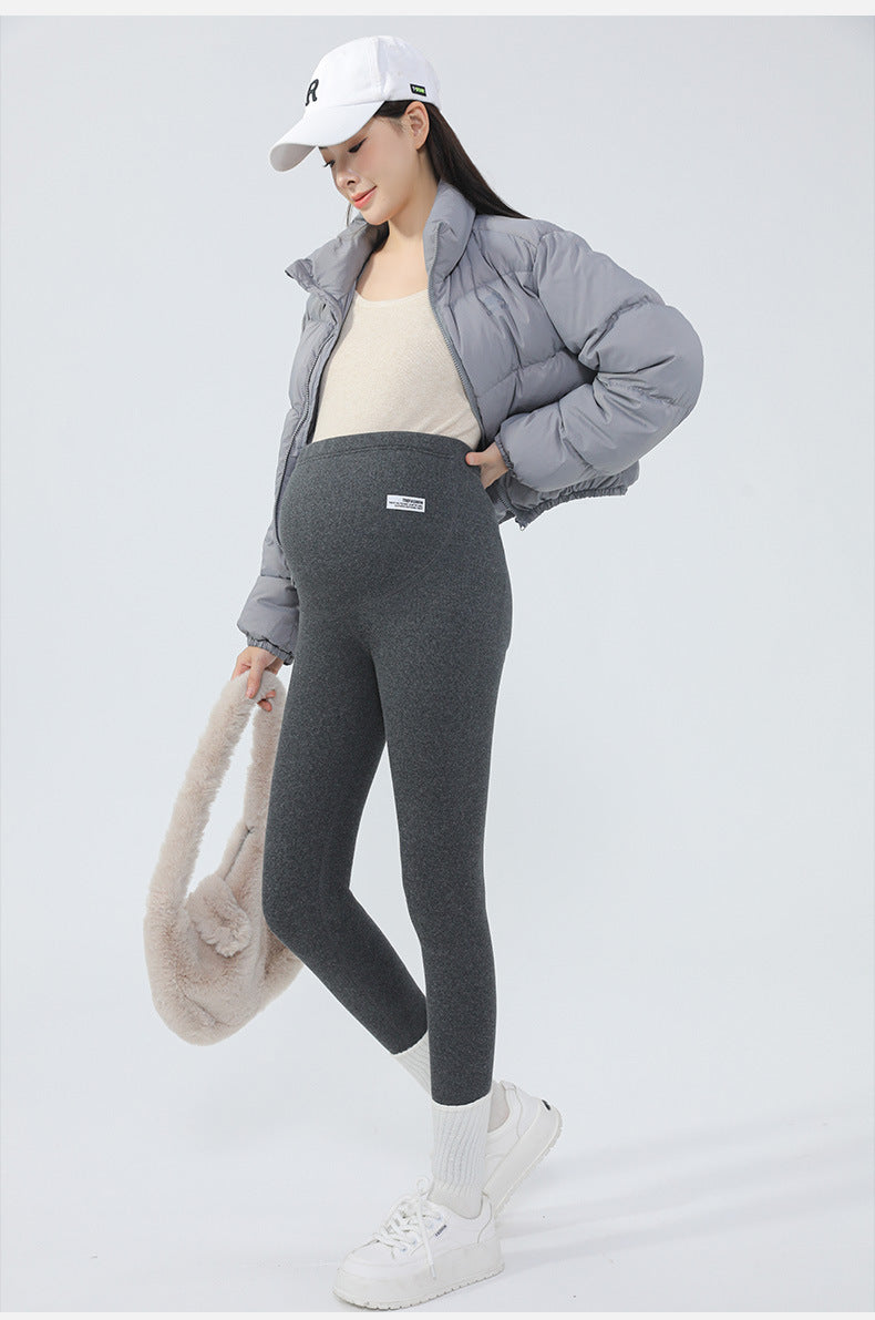 Maternity Leggings Autumn and Winter 2024 New Maternity Pants Winter Outer Wear Plus Cashmere Warm Cotton Pants