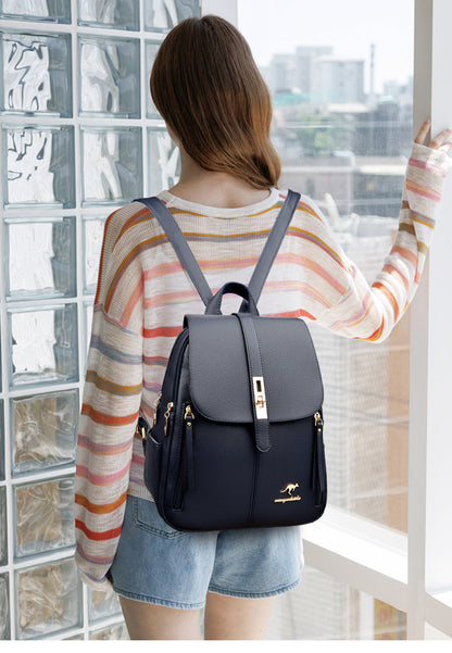 Foreign Trade Hot 2026 New Anti-theft Lock Backpack Trend Good Kangaroo Women's Schoolbag Fashion Travel Backpack