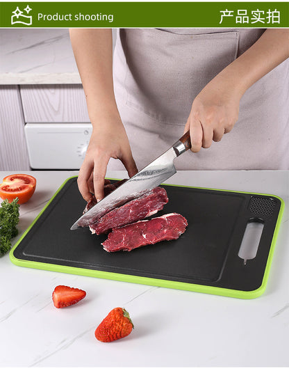 Stainless Steel Multifunctional Cutting Board with Knife Sharpener, Garlic Grinder, Meat Cutting Board, Aluminum Alloy Double-Sided Thawing Cutting Board