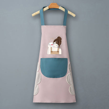 Logo advertising custom apron waterproof and oil-proof pvc kitchen cooking custom waist household a wholesale