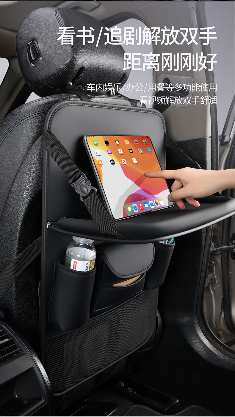 Car Seat Back Storage Bag Leather Tablet Holder Storage Box Dining Table Car Seat Back Hanging Bag