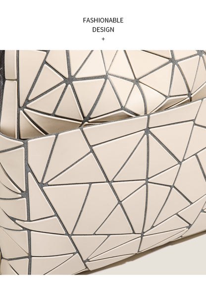 2026 Summer Japanese Geometric Diamond Backpack Women's Rhombus Backpack Fashionable School Bag Casual Travel Japanese Style