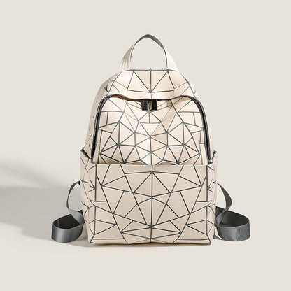 2026 Summer Japanese Geometric Diamond Backpack Women's Rhombus Backpack Fashionable School Bag Casual Travel Japanese Style