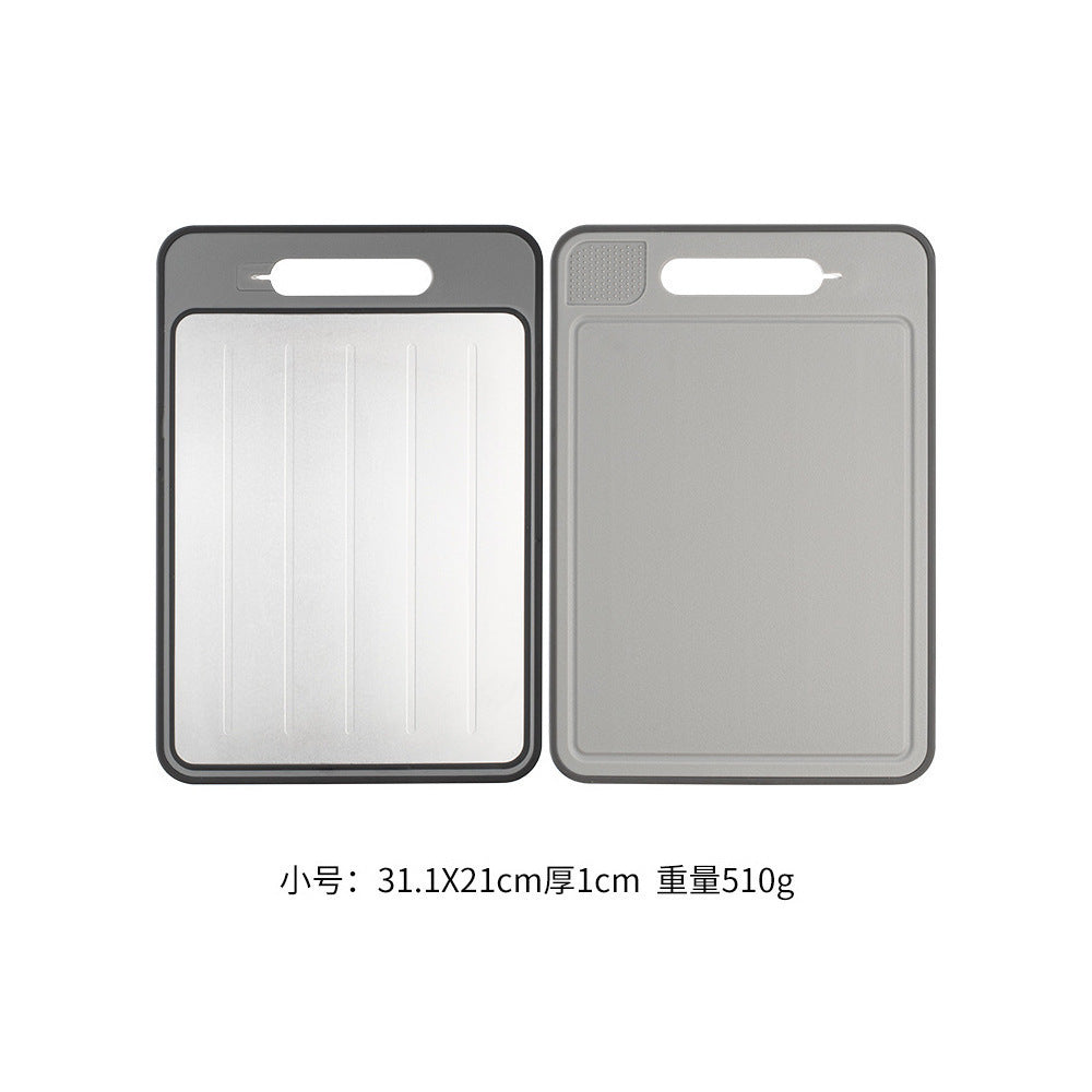 Stainless Steel Multifunctional Cutting Board with Knife Sharpener, Garlic Grinder, Meat Cutting Board, Aluminum Alloy Double-Sided Thawing Cutting Board