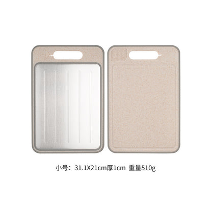 Stainless Steel Multifunctional Cutting Board with Knife Sharpener, Garlic Grinder, Meat Cutting Board, Aluminum Alloy Double-Sided Thawing Cutting Board
