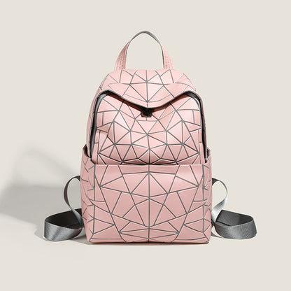 2026 Summer Japanese Geometric Diamond Backpack Women's Rhombus Backpack Fashionable School Bag Casual Travel Japanese Style