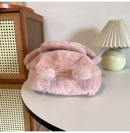 Korean Style Fashion College Style Student Backpack Women's 2026 Winter New Cute Plush Rabbit Backpack Crossbody Two