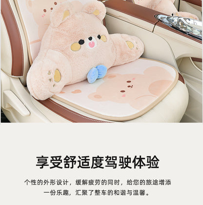 Cartoon car headrest neck pillow bear car sedentary not tired waist pillow four seasons universal car pillow