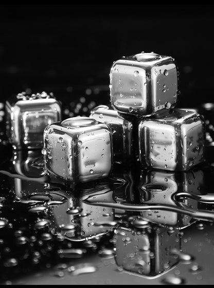 Cross-Border Commercial 304 Stainless Steel Ice Cubes Food Grade Quick-Frozen Ice Tartar Set Whiskey Iced Weishi Ice Cubes
