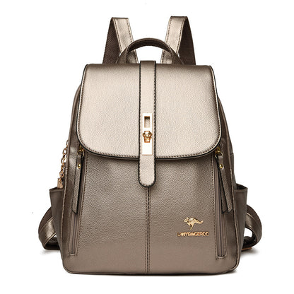 Factory wholesale kangaroo backpack women's 2026 new fashion fashion soft leather mommy casual large capacity bag generation hair