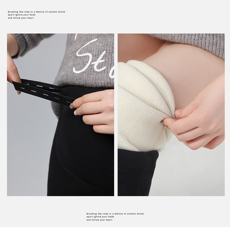 Maternity Leggings Autumn and Winter 2024 New Maternity Pants Winter Outer Wear Plus Cashmere Warm Cotton Pants