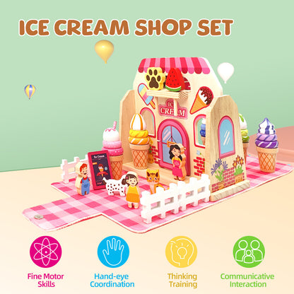 Children Pretend Play Toys Wooden Simulation Role Play Game Ice Cream Afternoon Tea Dessert Set Montessori Educational Toys